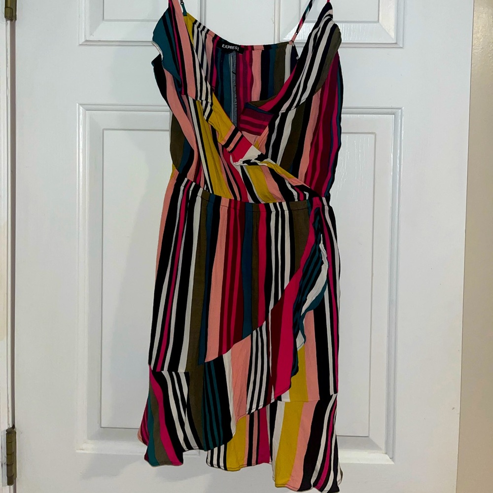 Express striped mini dress medium